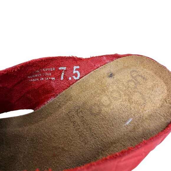 Yokono Sandals Womens Size 7.5 Red Woven Leather Slide-On Wedge Thick Straps - Picture 7 of 8